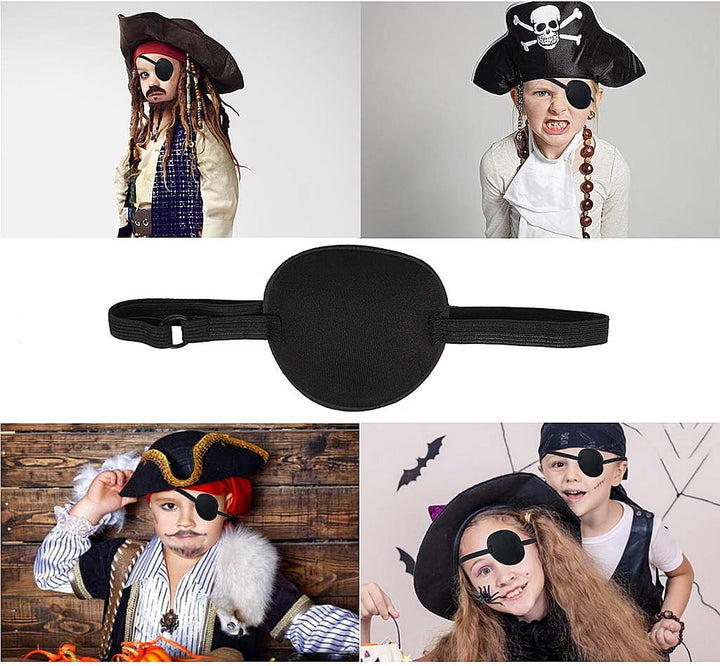2 PCS Eye Patches, Adjustable Single Eye Patch, Soft and Comfortable Pirate Eye Patches for Adults and Kids for Amblyopia Lazy Eye - Black