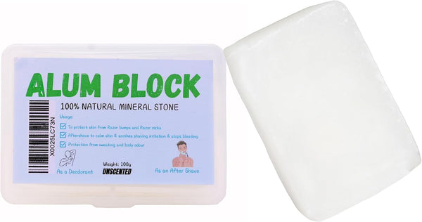 Alum Block Alum Stone Fitkari Natural Aftershave Soothing Solution for Shaving Razor Nicks, Bumps & Skin Irritation- Unscented Deodorant and Antiperspirant for Lasting Protection from Body Odour 100Gm