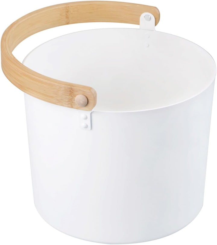 Sauna Bucket - Perr Sauuna Bucket in Wood | Metal Saauna Barrel | Bucket for Waterfall Sauna Shower | Aluminium Bucket with Long Handle Spoon Set Matching Ladle Saauna Barrel