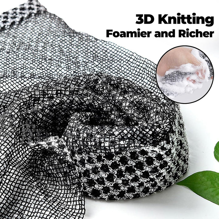 Japanese Exfoliating Towel,Extra Long Exfoliating Washcloth,Exfoliating Body Scrubber,For Men Women Exfoliation,Body Scrubbing Brush Loofah Exfoliator 1 Pcs (3D Black Grid/1Pcs)