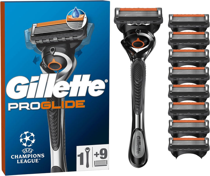 Proglide Razor for Men, 1  Razor, 9 Razor Blade Refills, Designed for a Close Shave, with Lubrastrip