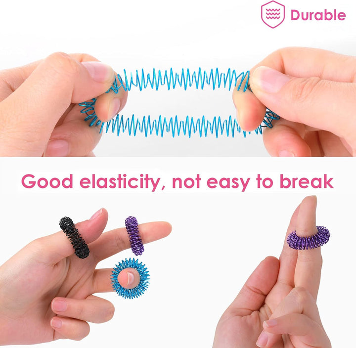 8 Pieces Acupressure Rings-Spiky Sensory Finger Rings Acupuncture Rings Fidget for Silent Stress Reducer and Massager Improves Blood Circulation