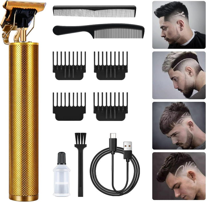 Cordless Hair Clippers for Men - Electric Beard Trimmer Set, Waterproof Detail Beard Shaver, T-Blade Trimmer Grooming Kit with 4 Guide Combs and 2 Hair Combs