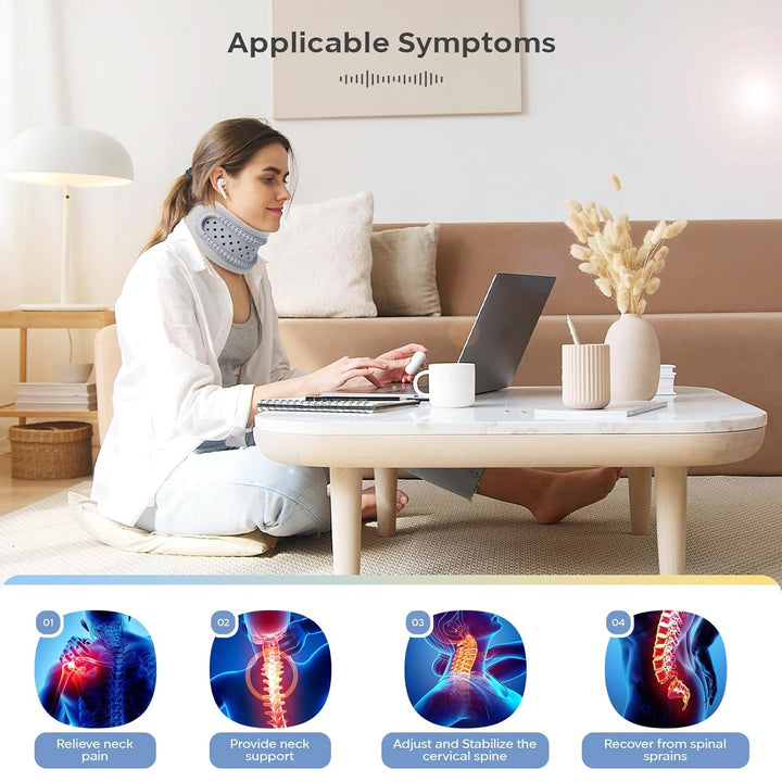 Neck Brace for Neck Pain and Support - Silicone Foam Cervicorrect Neck Brace, Adjustable Neck Support Brace Breathable Cervical Collar for Sleeping Relieving Spinal Pain and Pressure (Grey)