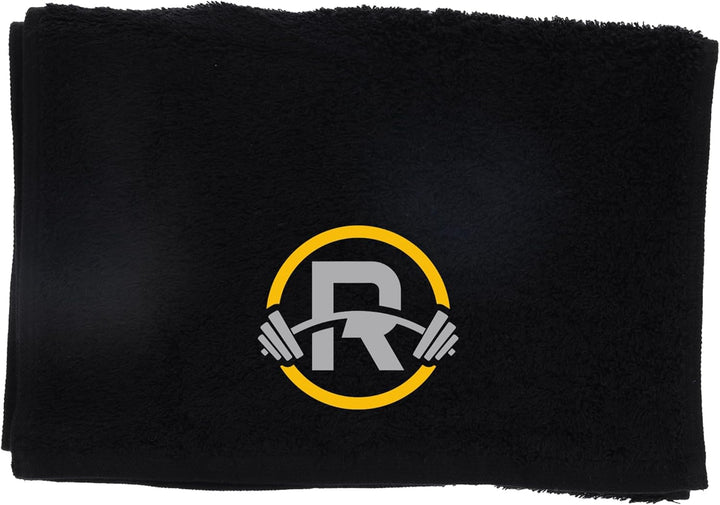 Gym Towel with Monogrammed Embroidery Initial Gift for Men & Women, Training Accessory Gift, Gym Towel Present for Weight Lifting Birthday, Retirement, Christmas - Black, J