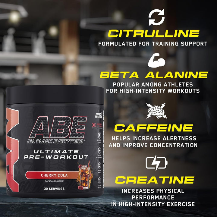 ABE Pre Workout - All Black Everything Pre Workout Powder, Energy & Physical Performance with Citrulline, Creatine, Beta Alanine (375G - 30 Servings) (Tropical)