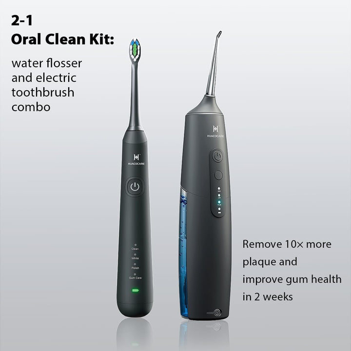 2-1 Oral Clean Kit- Water Dental Flosser & Electric Toothbrush Combo- Brushing & Flossing- for Teeth Cleaning and Gum Health