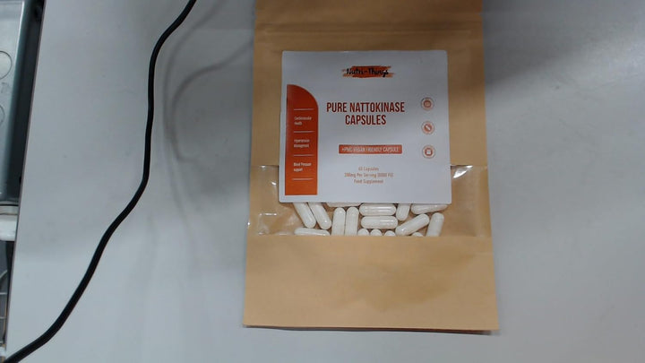 Pure Nattokinase Capsules - Natural Cardiovascular Support - 200Mg Pure Nattokinase from Fermented Soybeans - Enhanced with Psyllium Husk for Added Benefits - 60 Capsules