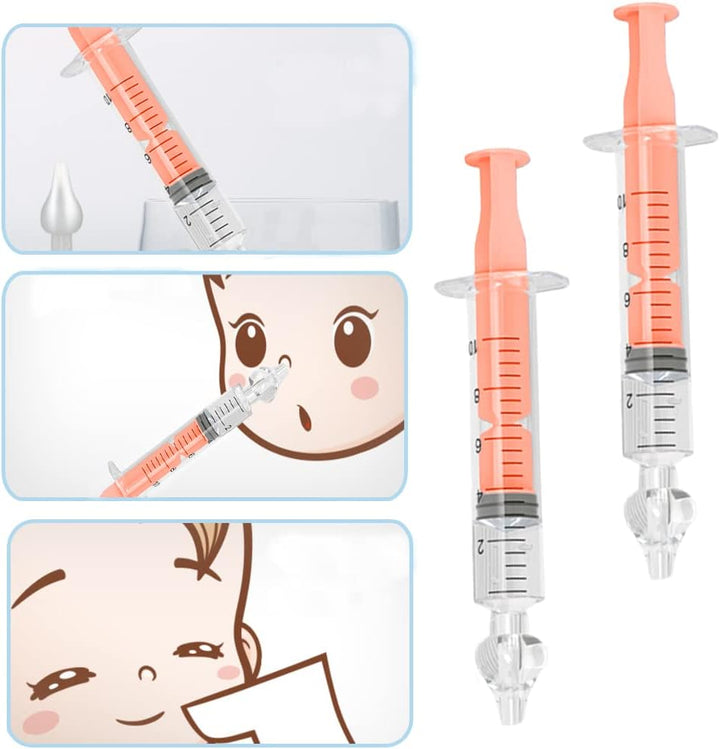 2Pcs Baby Nasal Aspirator, 10Ml Nasal Irrigator, Reusable Silicone Nasal Suction Tip, Nasal Irrigator for Baby, Nose Cleaner Rinsing Device, Safe and Comfortable