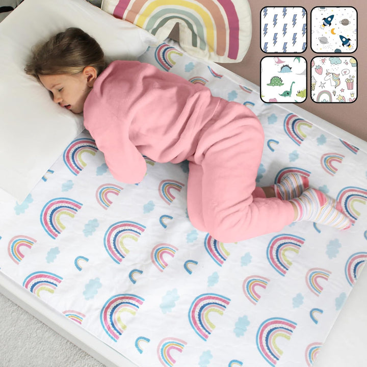 Hygge Sheets® Potty Training Bed Pads | 100% Waterproof | Bed Wetting Sheets for Single and Toddler Beds | Non Slip, Easy to Change at Night | Includes Free Children'S E-Book | UK Brand | Dinosaur