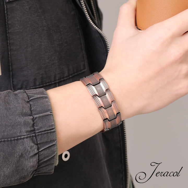 Copper Bracelets for Men,3X Magnetic Bracelets Men with Ultra Strength Magnets,Adjustable Size&Jewelry Gift Box