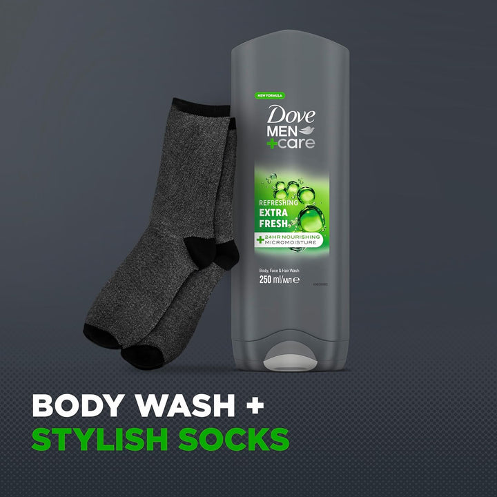 Dove Men+Care Refresh+Care Body Wash & Socks Gift Set with a 3-In-1 Hair, Face & Body Wash and Socks in a Stylish Cracker Perfect Gifts for Men 1 Piece