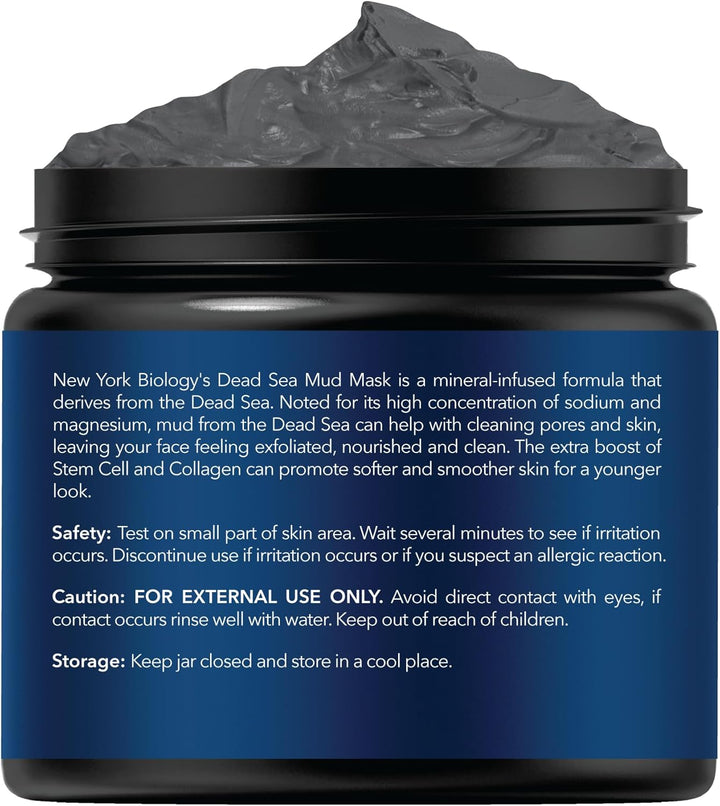 New York Biology Dead Sea Mud Mask for Face and Body with Stem Cell and Collagen - Spa Quality Pore Reducer for Acne, Blackheads and Oily Skin, Natural Skincare for Women, Men - Tightens Skin - 113 G