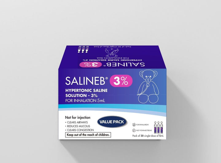 3% Hypertonic Saline Solution Vials for Inhalation Pack of 30 Single-Dose of 5Ml - Clears Airways, Reduces Mucous, Clears Congestion, Inhalation Solution