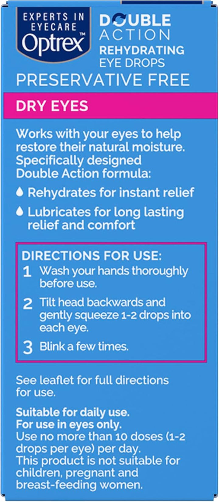 Double Action, Dry Eyes, 10 Ml, Moisturising Drops for Dry & Tired Eyes, Fast Long-Lasting Relief, Restores Moisture, Suitable with Contact Lenses, Eye Care Solution, Instant Relief