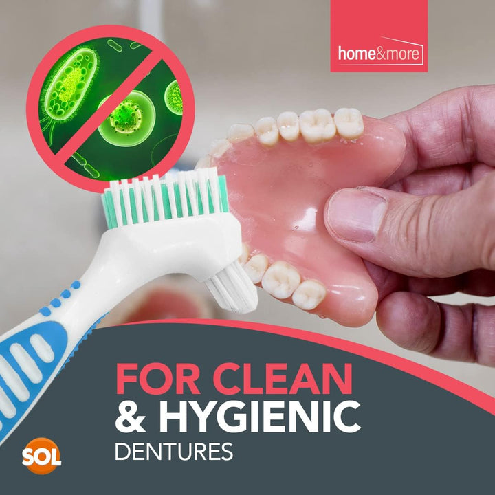 2Pk Denture Toothbrush, UK Retainer Brush for Cleaning False Teeth, Dual Angled Heads with Soft Bristles for Hard-To-Reach Areas, Ideal Oral Hygiene ution for Dentures and Oral Appliance