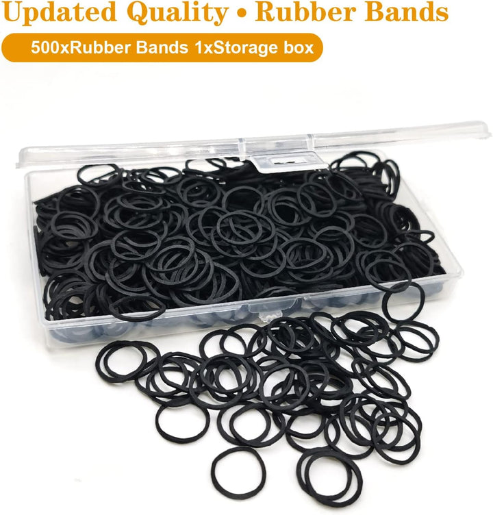 Black Elastic  500Pcs Small Rubber Bands, Soft Mini Hair Elastics for Women and Kids, Braids and Beard