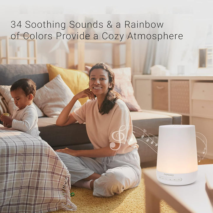 Baby Sound Machine,  White Noise Machine for Baby Sleeping with Night Light, Toddler Sleep Trainer with 34 Soothing Sounds, Timer, App Remote Control, Personal Sleep Routine(White)