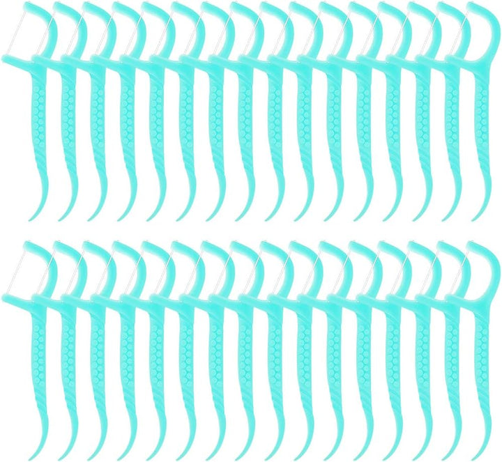 100 Pcs Dental Floss, Disposable Floss Sticks Dental, Portable Toothpicks Sticks, Interdental Cleaning Tool for Travel, Home, Office, Restaurant (Blue)