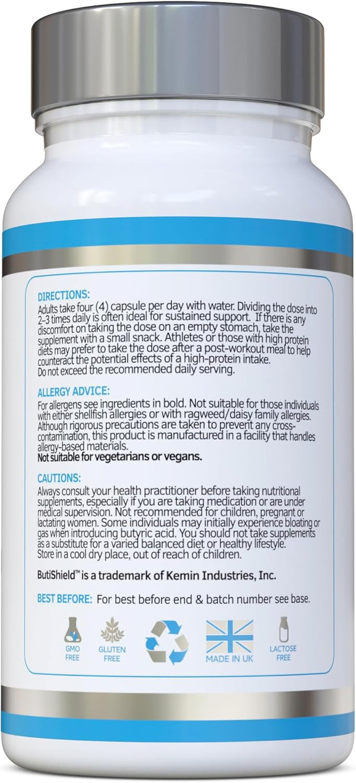 L-Glutamine Complex with Butyric Acid, Glucosamine (N-Acetyl-D), Marshmallow Root, Slippery Elm Bark, Liquorice Root, Chamomile Flower, Mastic Gum, Quercetin & Zinc - UK Made and No Artificial Nasties