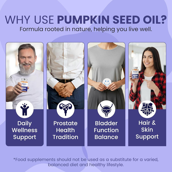 Pumpkin Seed Oil Gummies 2,000Mg - High Strength for Prostate & Bladder Support and Hair & Nails Nourishment - Delicious Blood Orange Flavour - 30 Day Supply - Vegan Food Supplement