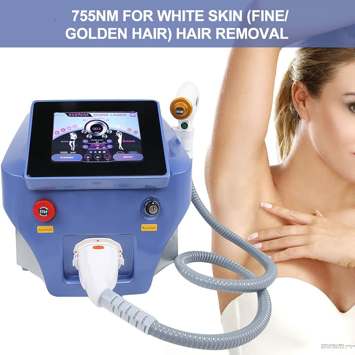 Professional Hair Remover with 3 Wavelength, Portable Hair Removal Machine，808 Diode Laser Permanent Hair Removal Machine for Women Men Facial Legs Arms Whole Body Use