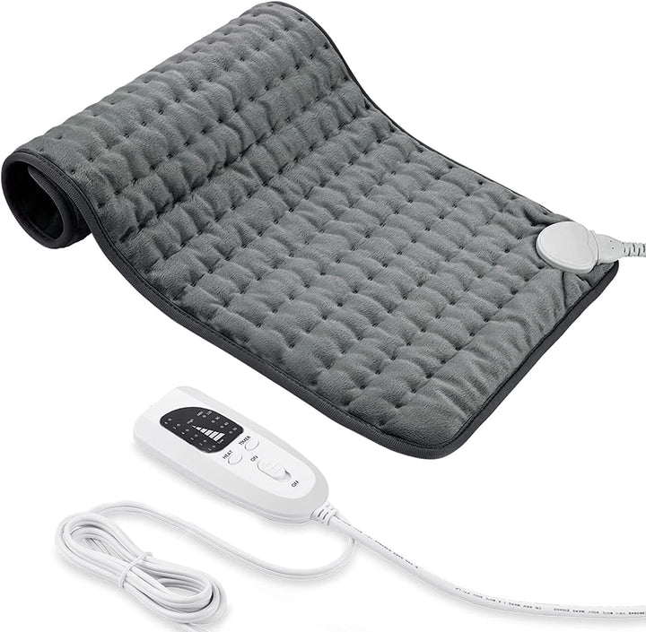Heating Pad, Electric Heat Pad with Automatic Switch-Off and 6 Temperature Levels Heating Pad for Back Neck Shoulder Belly Heating Technology - Machine Washable. (12" X 24", Silver Gray)