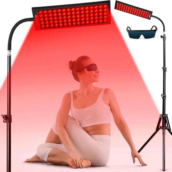 Red Light Therapy, Red near Infrared Light Therapy Lamps with Stand, Led 660Nm Red Light-Therapy& 850Nm Infrared Lamp Device with Eyes Protection