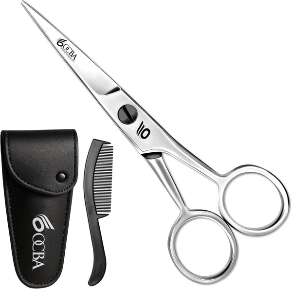Beard Scissor Professional Moustache Scissors Ear and Nose Hair Trimming Scissors Stainless Steel, Safety Use for Eyebrows