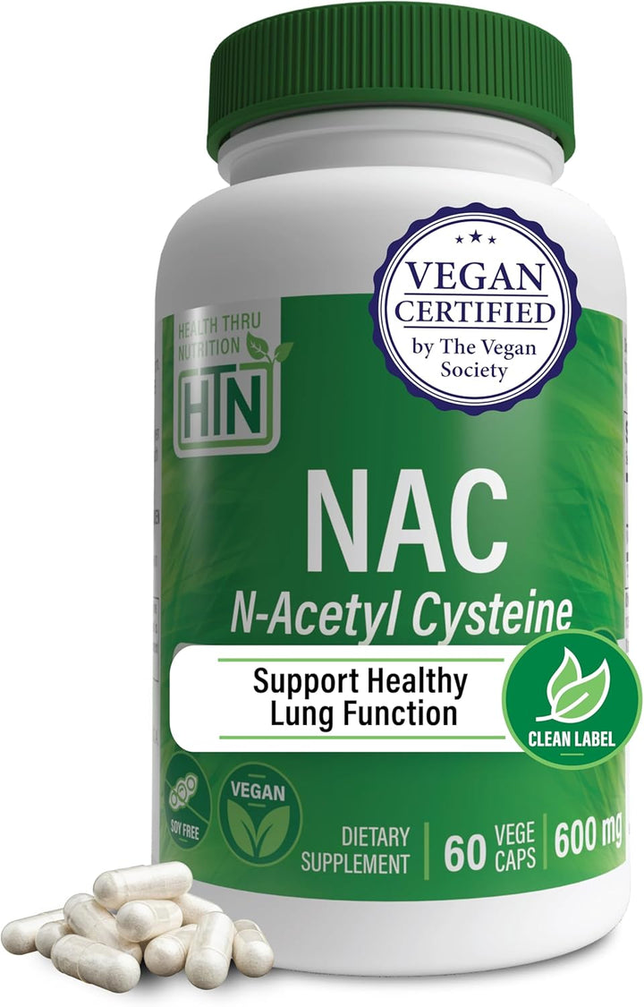 NAC N-Acetyl-Cysteine 600Mg 60 Vegecaps | the Purest, Most Powerful NAC Supplement | Supports Healthy Lung & Liver Functions | Maintains Overall Cellular Health - Vegan, Soy Free & Gluten Free