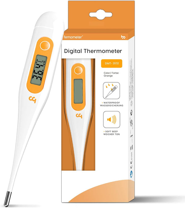 Digital Thermometer, Oral Thermometer Adults Kids Babies, Accurate Fast Switchable Body Temperature Thermometer, Orange
