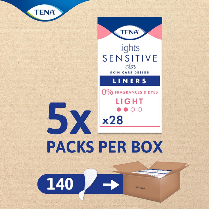 Lights Light Liner, 140 Incontinence Liners ( 28 X 5 Packs) for Women with Sensitive Skin, Breathable and Unscented Liner for Light Bladder Weakness and Incontinence