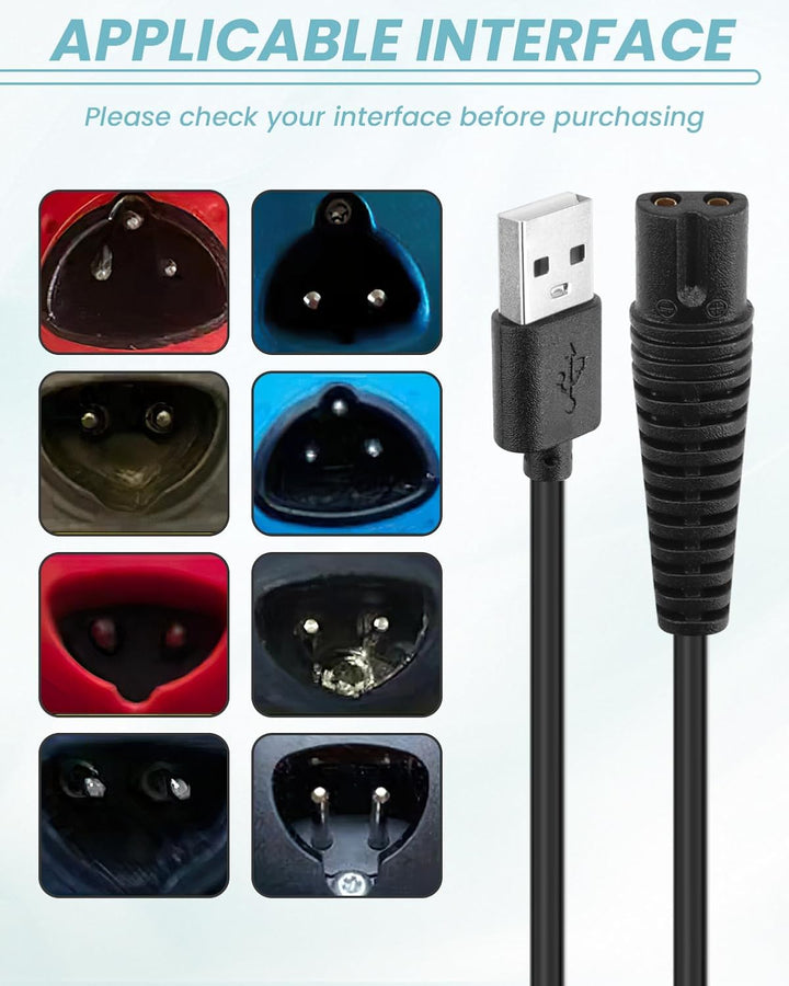 USB Charging Cable 12V for Braun Shaver, Beard Trimmer Charger Cord Compatible with Braun Series 1 3 5 7 9,790CC 3080S 3040S 310S 3020S 3050Cc 5040S 760CC F5-5800 MS-5700 SR-9130