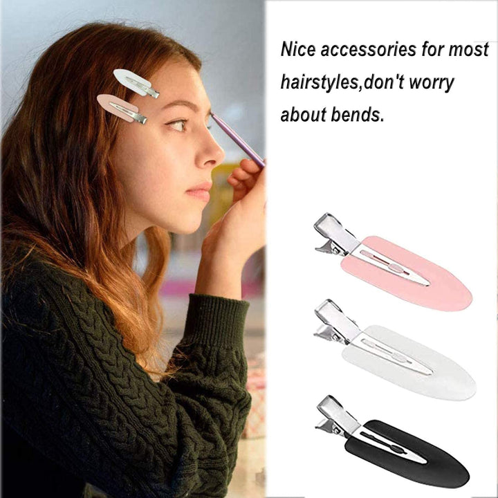 Hairpin[9 Pcs], No Bend Hair Clips, No Crease Hair Clips Pin Curl Clips, Makeup Seamless Hair Clip Clamps for Girl Woman Makeup Bangs Hair Styling(Pink, White, Black)