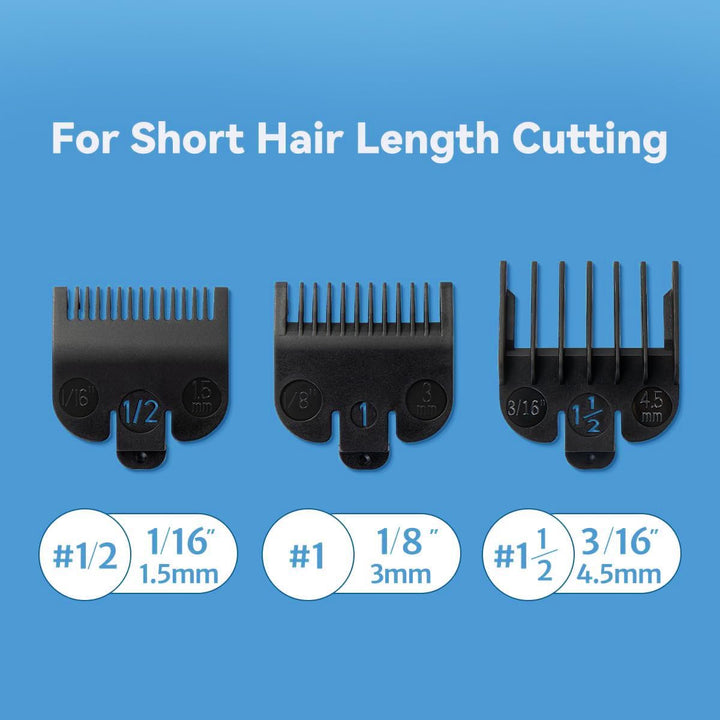Clipper Guards Set Fits for Most Wahl Clippers and Babyliss FX870, Clipper Guides Replacement - 1/16”, 1/8", 3/16", 3 Piece Set, Black Color