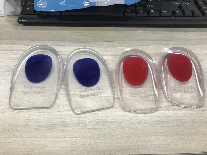 2 Pairs Gel Heel Cups, Silicone Heel Cup Pads for Plantar Fasciitis, Heel Spur & Achilles Pain, Gel Heel Cups and Cushions Absorbing Support (L)