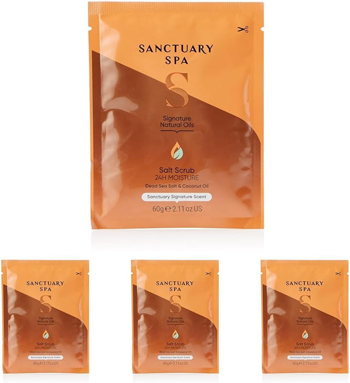 Spa Salt Body Scrub, Natural Sea Salt, Body Exfoliator Vegan and Cruelty Free, 60G Sachet, Orange