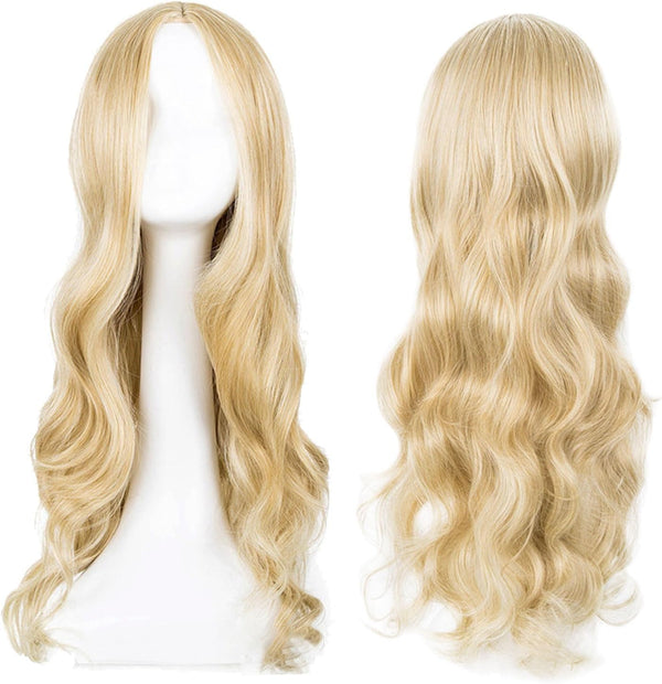 27'' Long Blonde Wave Wig for Women, Curly Synthetic Hair for Cosplay Party, Daily Use
