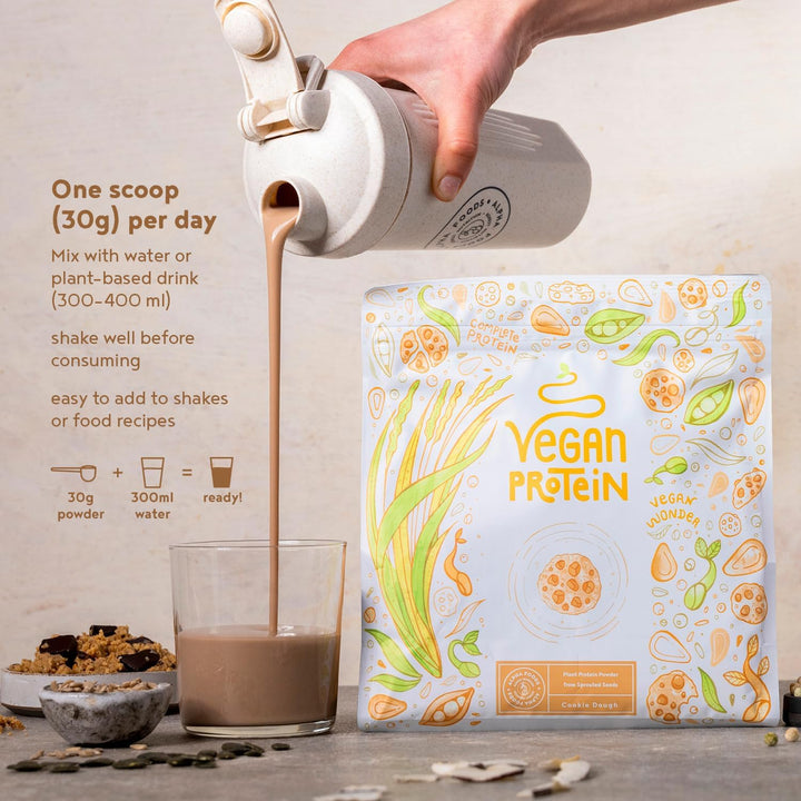 Vegan Protein Powder | Cookie Dough | 1.2Kg Plant Based Nutrition Shake | Low Calorie Pea Protein | 21G Protein per Serving | Contains 18 Amino Acids |