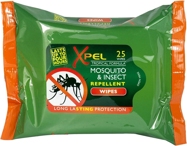 Insect Mosquito REPELLENT WIPES Tropical Formula 25 Wipes (6)