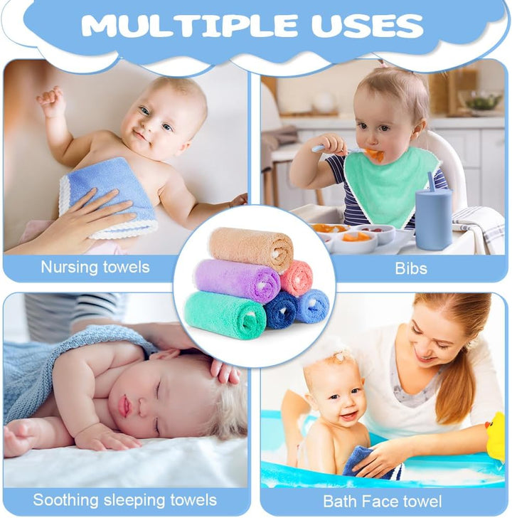 6 PCS Flannel Face Cloth, 30X30Cm Soft Face Flannels, Baby Flannels Wash Towels Quick Dry, Reusable Face Body Squares for Newborns and Infants