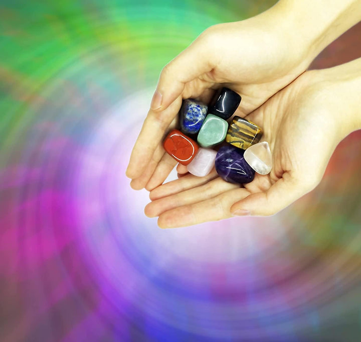 Healing Crystals for Use as 7 Chakra Stones, Worry Stones, Hot Spa Rock & Massage Stones for Grounding Balancing Soothing Meditation Reiki (Set of 8)