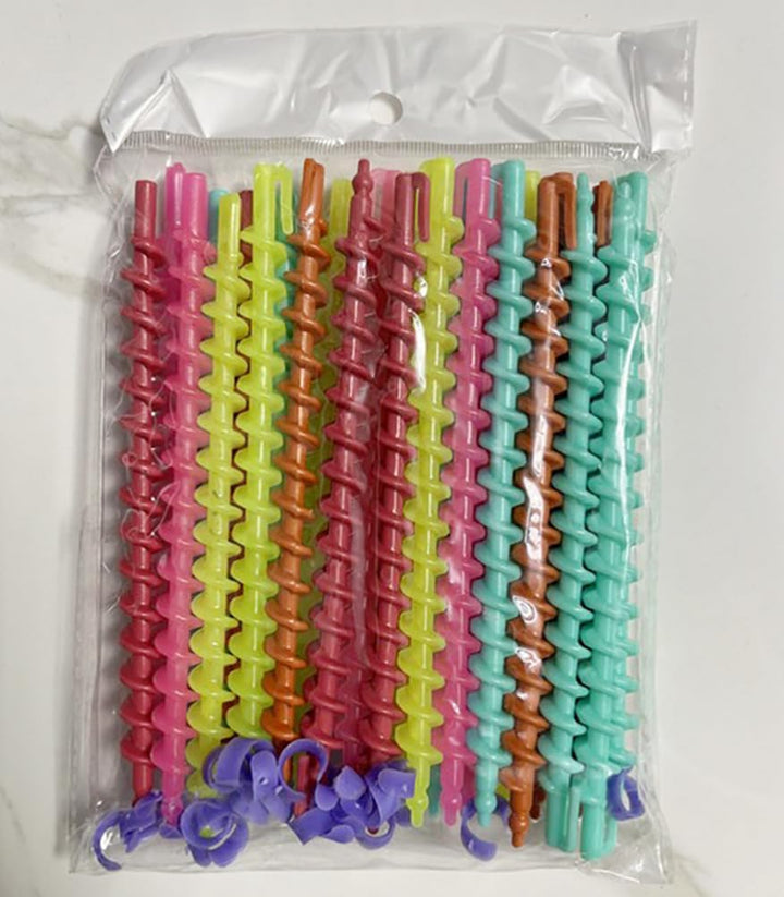 26 Pieces 6Inch Spiral Hair Perm Rod Colorful Plastic Long/Medium Hair Barber Hairdressing Styling Curling Perm Rod No Heat Hair Curlers for Women Girls
