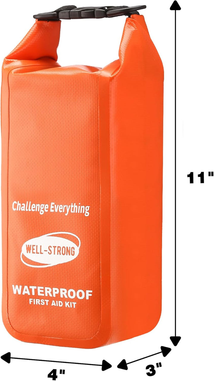 Waterproof First Aid Kit Roll Top Boat Emergency Kit with Waterproof Contents for Fishing Kayaking Boating Swimming Camping Rafting Beach Orange
