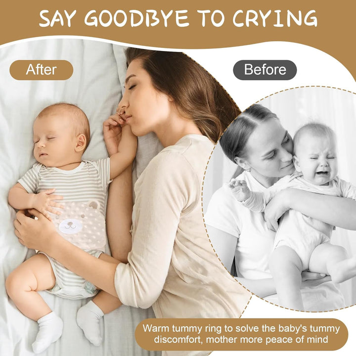 Infant Abdominal Band, Microwaveable, Red Bean Heating Liner, Machine Washable, Adjustable Velcro, Beige, for the Relief of Infant Abdominal Pain, Colic, Abdominal Distension, Soothing Babies