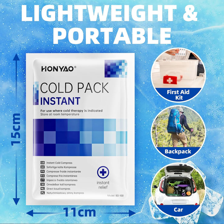 Instant Ice Pack, 9 Packs Disposable Instant Cold Packs, Ice Packs for Sports Injuries, Cold Compress for Pain Relief, Swelling, Inflammation, Sprains, Toothache, Athletes & Outdoor Activities