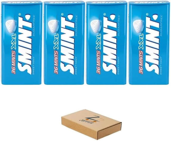 SMINT Sugar Free Mints XXL - Smint Mix Flavor Strawberry, Spearmint, Sweet Mint, Peppermint - 36 Mints Tin Pack of 4