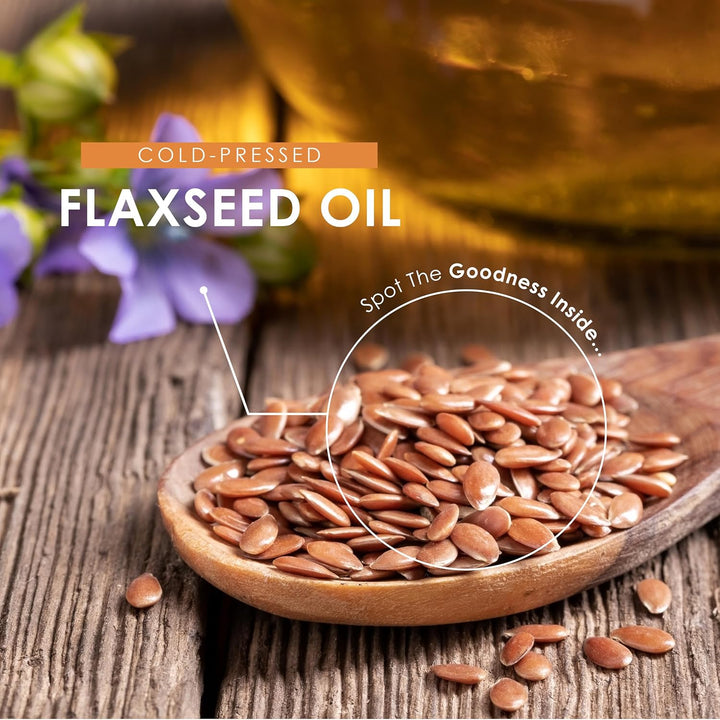 Flaxseed Oil 2000Mg – 90 Vegan Softgels – Cold-Pressed with Omega 3-6-9 – Pure & Potent Linum Usitatissimum - Resealable and Recyclable Pouch by