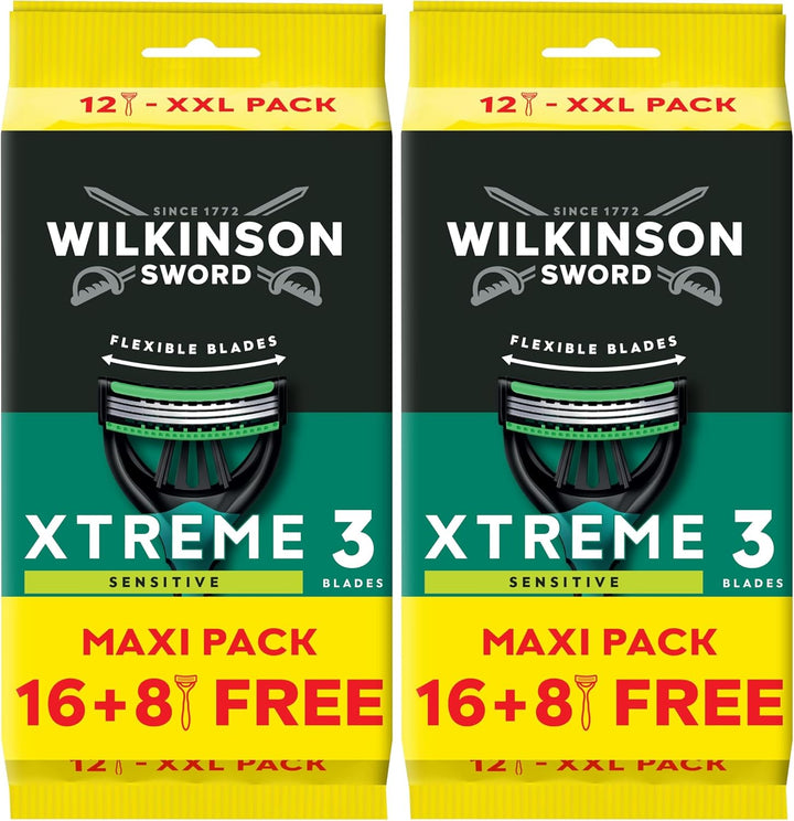 Xtreme 3 Sensitive Men'S Disposable Razors, Great Addition to Wash Bags for Men'S Grooming, Great Shavers for Routine Shaving, 8 Pack
