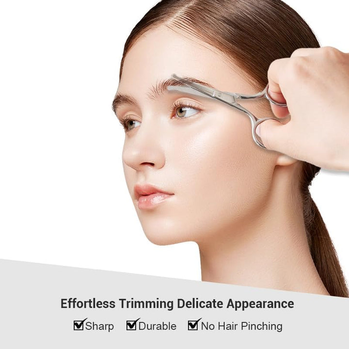 Nose Hair Scissors for Men and Women, Hair Safety Scissors with round Tip Design, Small Scissor for Trimming Facial Eyebrows Mustache Ear Hairs, Silver